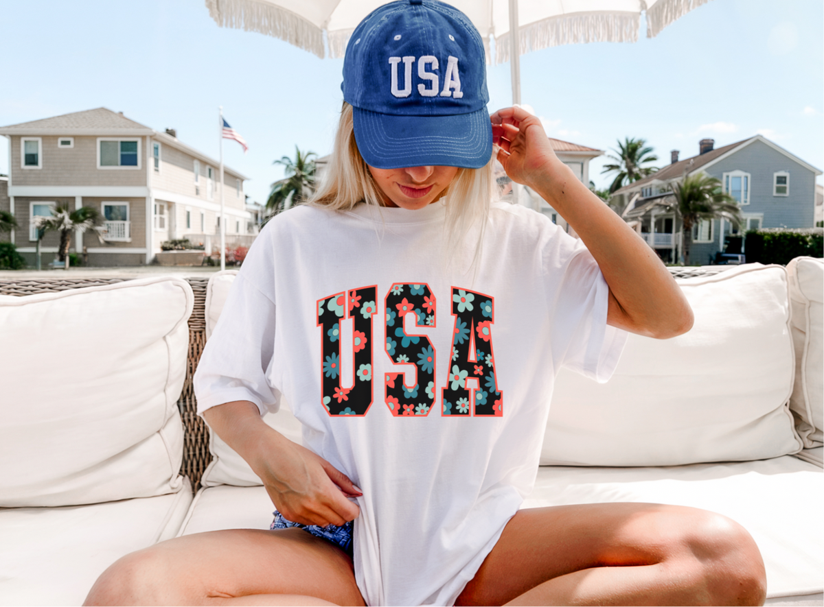 Floral USA Graphic Tee