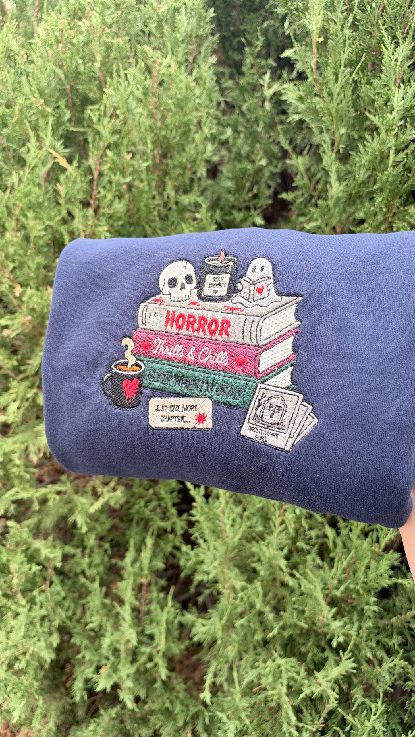 Horror Books embroidered Crewneck Sweatee