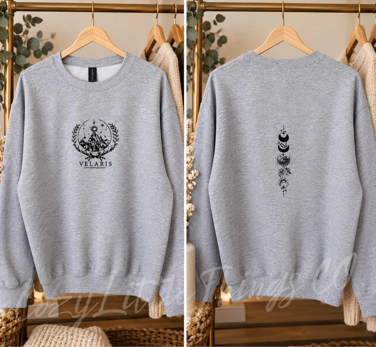 Velaris Embroidered Crewneck| City of Starlight | front/back embroidery