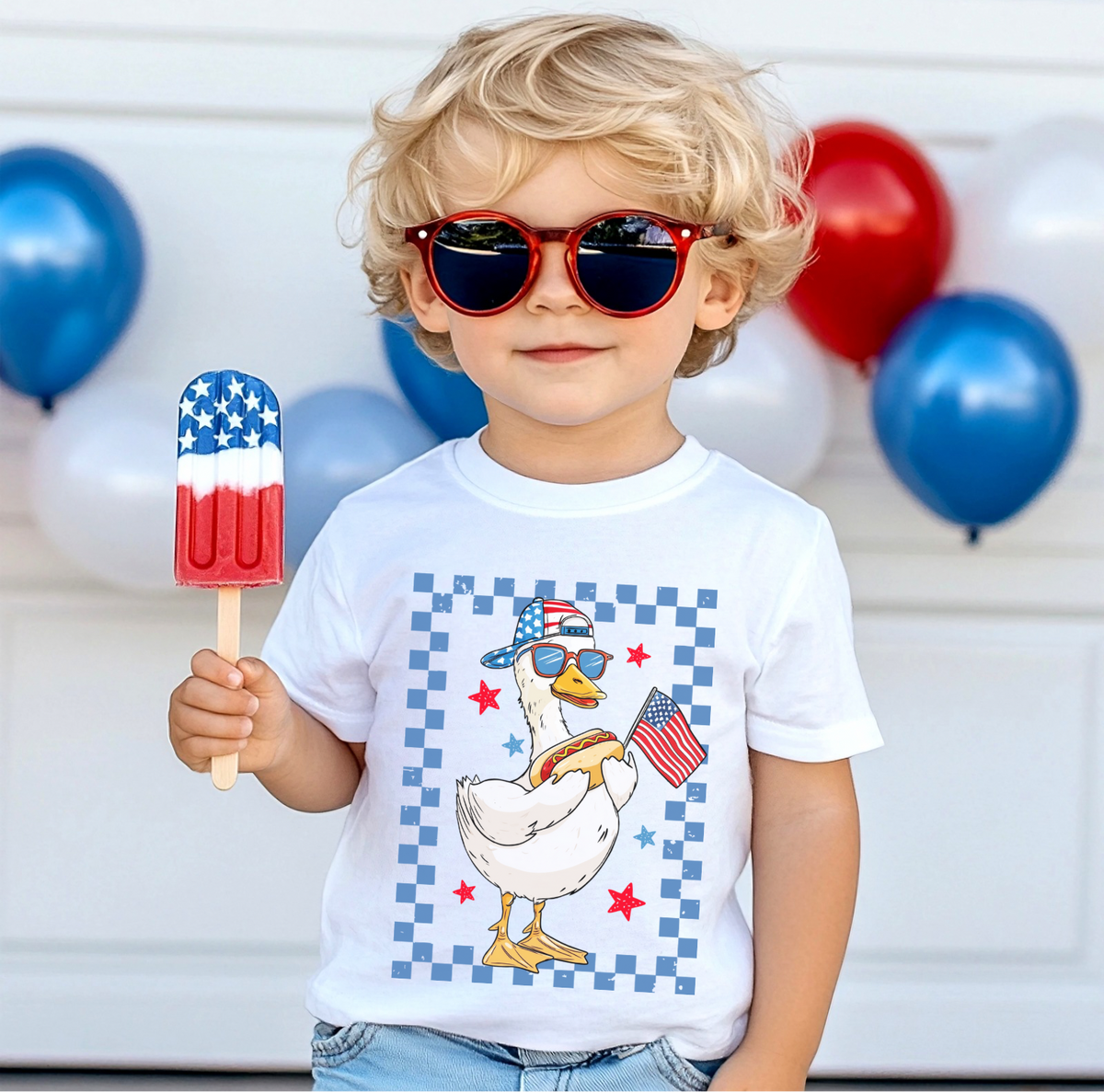 Fourth of July goose youth tees