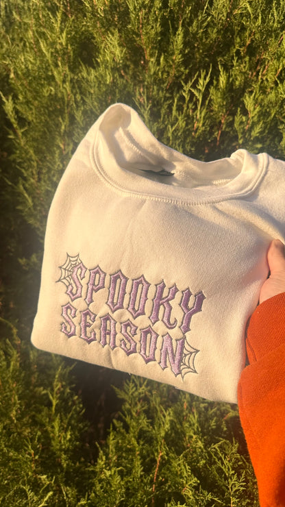 Spooky season embroidered crewneck sweater