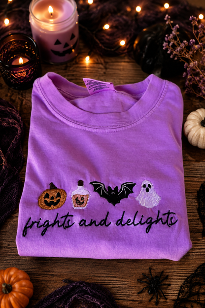 Frights and delights embroidered Tee