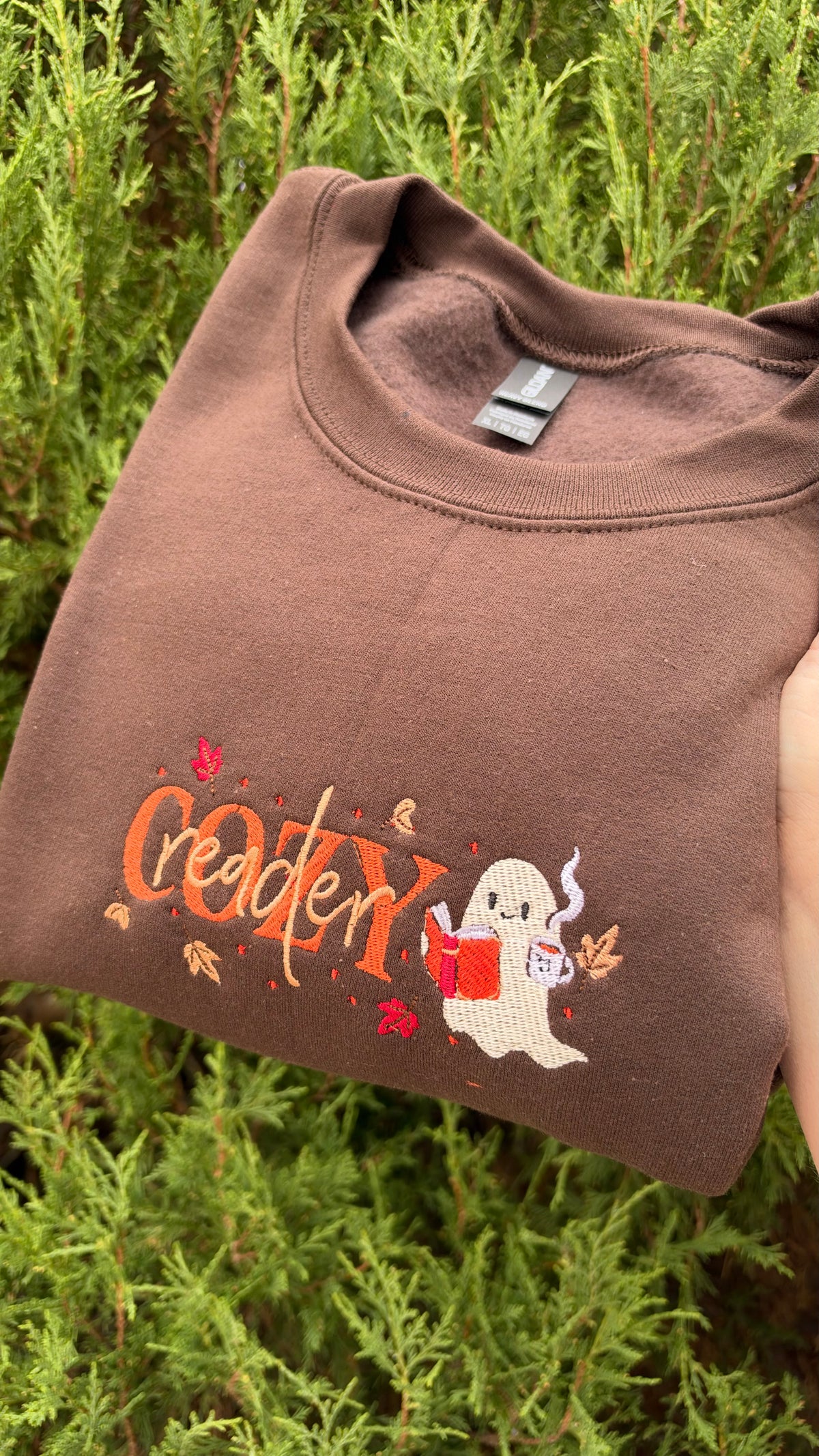 Cozy Reader Embroidered Crewneck Sweater