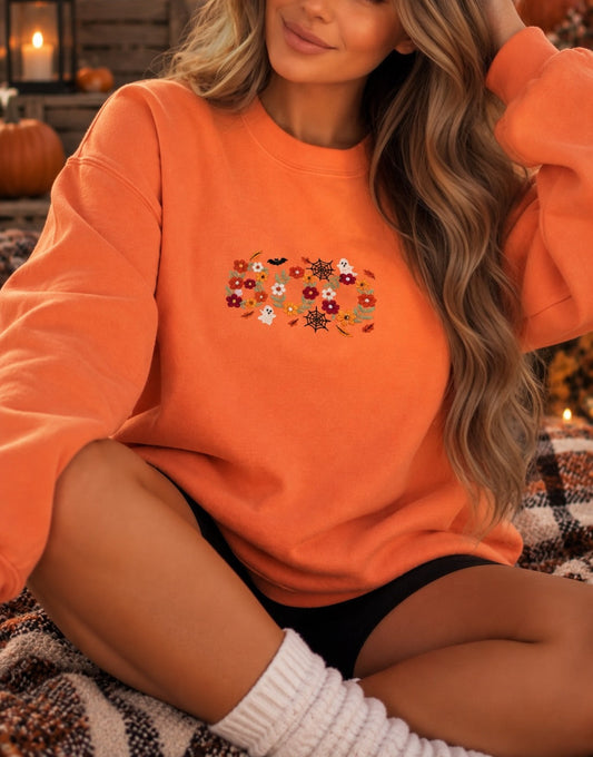 Floral Boo Embroidered Sweater