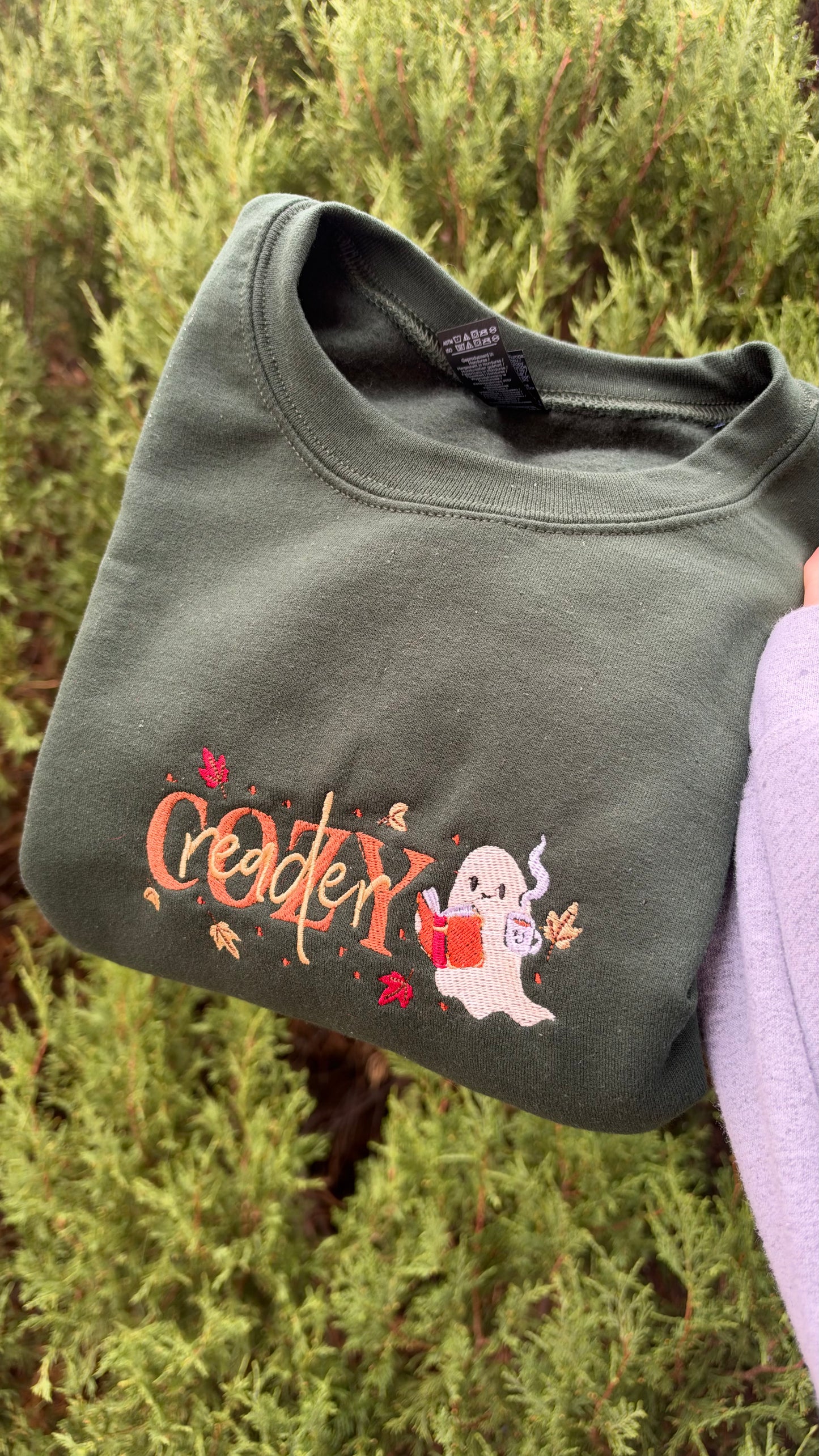 Cozy Reader Embroidered Crewneck Sweater