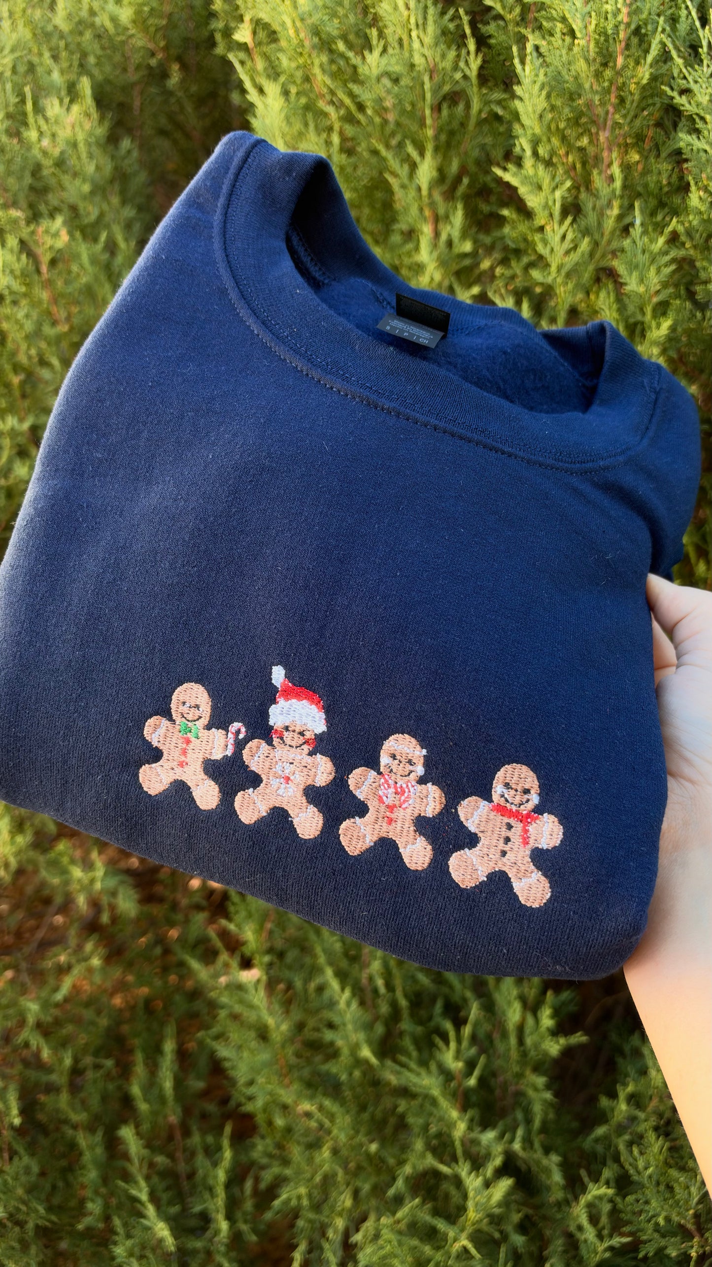 Gingerbread Embroidered Crewneck Sweater