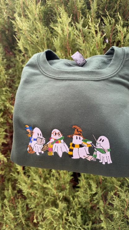 Wizard Ghosts Embroidered Crewneck Sweater