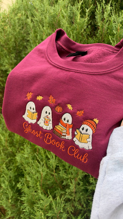 Ghost Book Club Embroidered Crewneck Sweater
