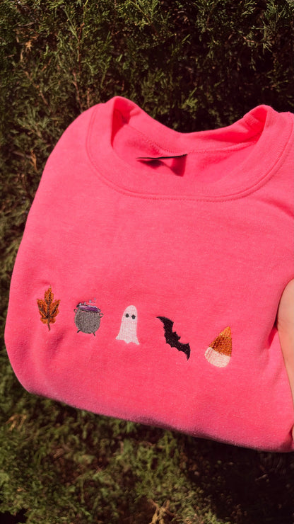 Cute Halloween Embroidered Crewneck Sweater