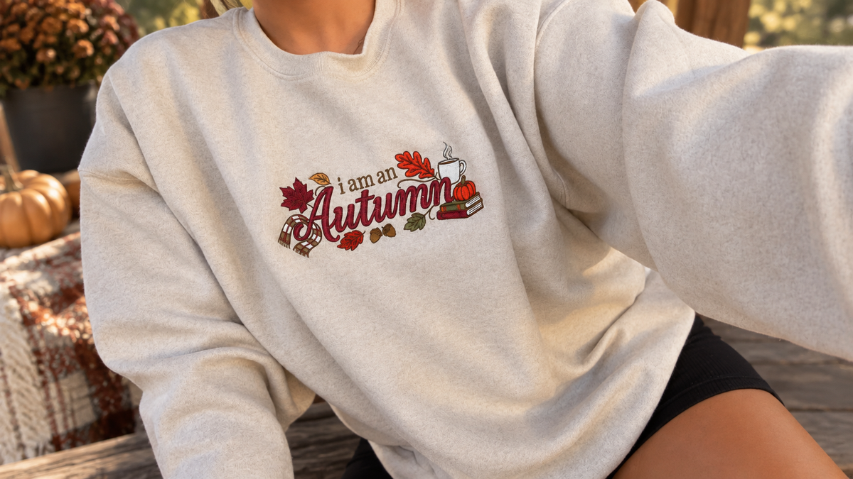 I Am An Autumn Embroidered Crewneck Sweater