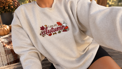 I Am An Autumn Embroidered Crewneck Sweater