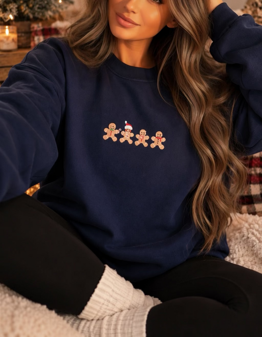 Gingerbread Embroidered Crewneck Sweater